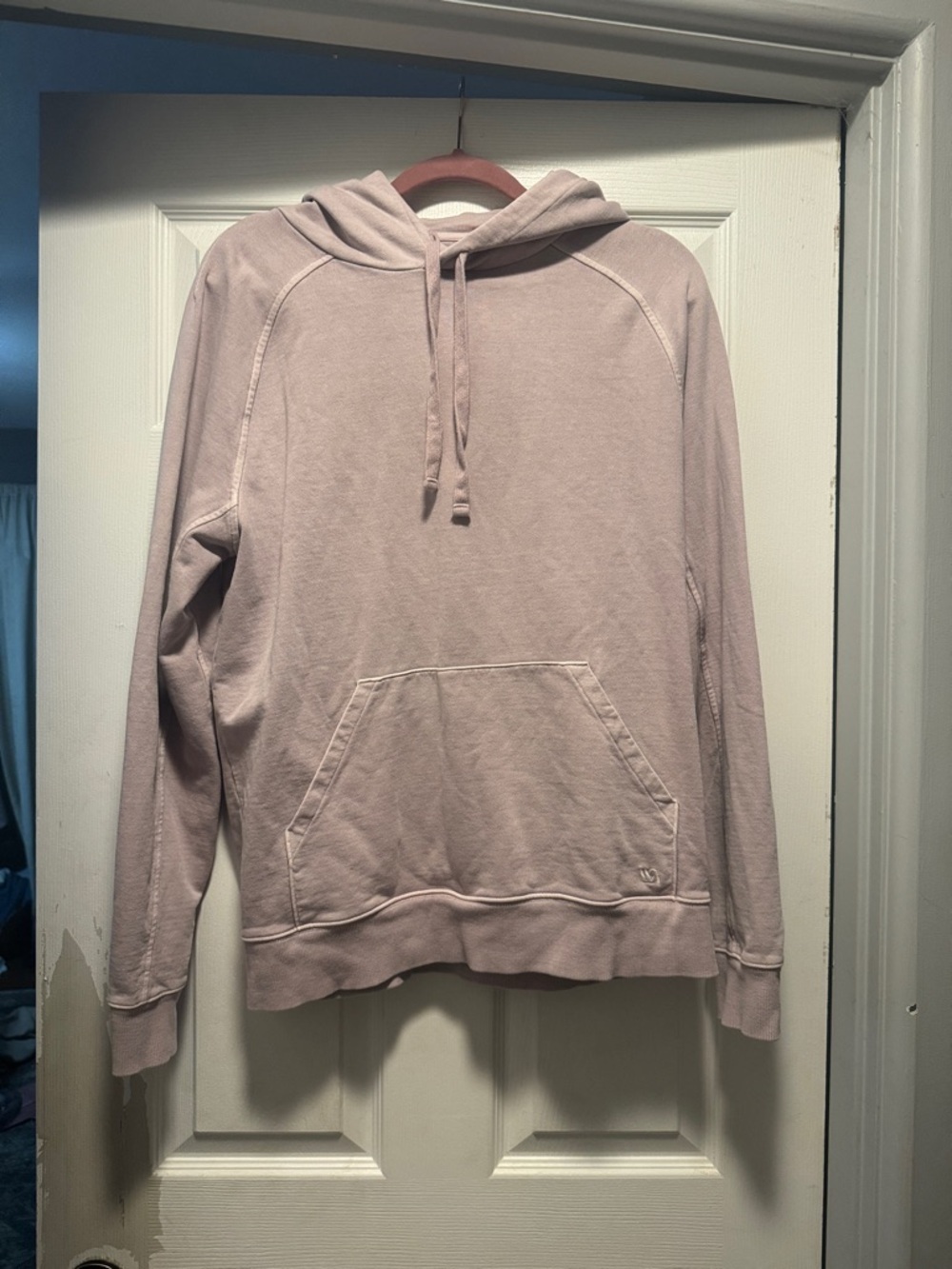 Relaxed Light Pink Pullover Hoodie with Kangaroo Pocket